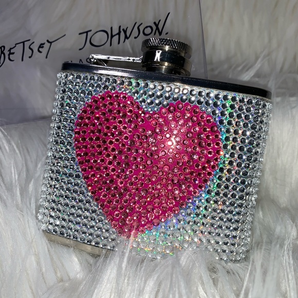 Other - Betsy Johnson Rhinestone Sterling Silver Flask